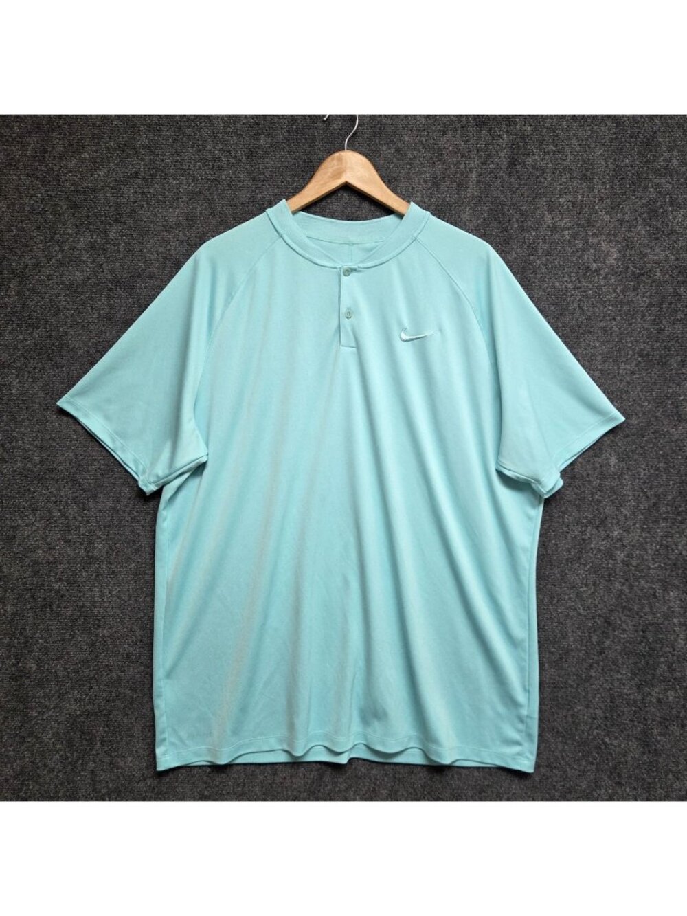 Nike Shirt Mens 2XL Teal Dry Momentum Blade Collar Golf Polo Dri-Fit Performance